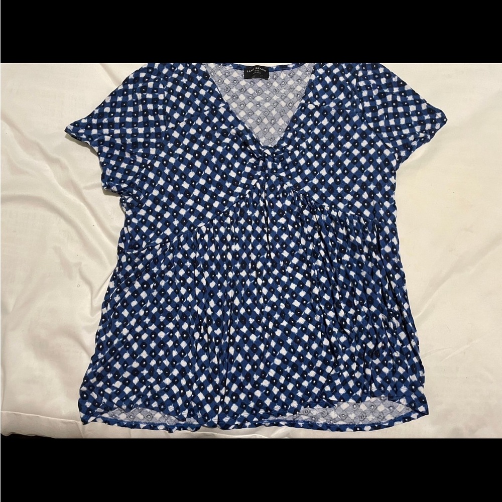 Lane Bryant Blue and White Checkered Blouse